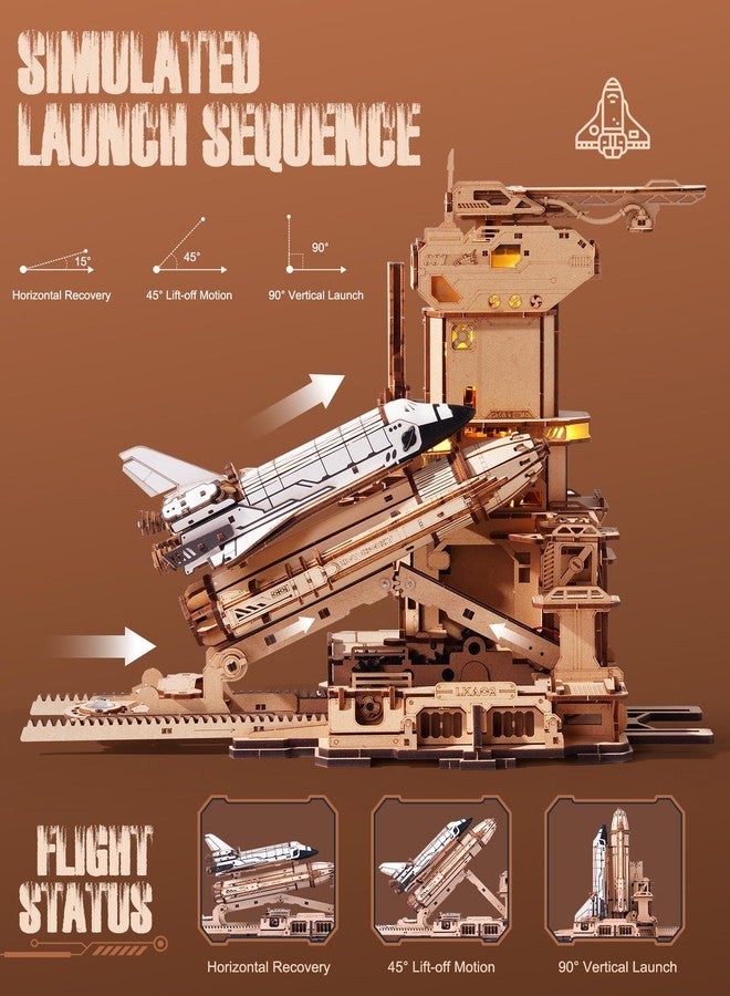 روبوتايم لعبة تركيب مكوك فضائي ثلاثي الأبعاد من روبوتايم، مصنوعة من الخشب، مناسبة للبالغين، تتضمن مجموعة بناء نموذج إطلاق صاروخ ديناميكي مع أضواء، وتُعد هدية مثالية لتزيين سطح المكتب للرجال (446 قطعة، مدة التركيب 8 ساعات). - Image 3